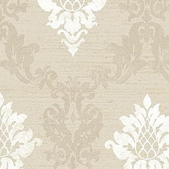 CONCORD WALLCOVERINGS ™ Silk Impressions 2, Contemporary Floral Bordo, Beige Wallpaper Sample