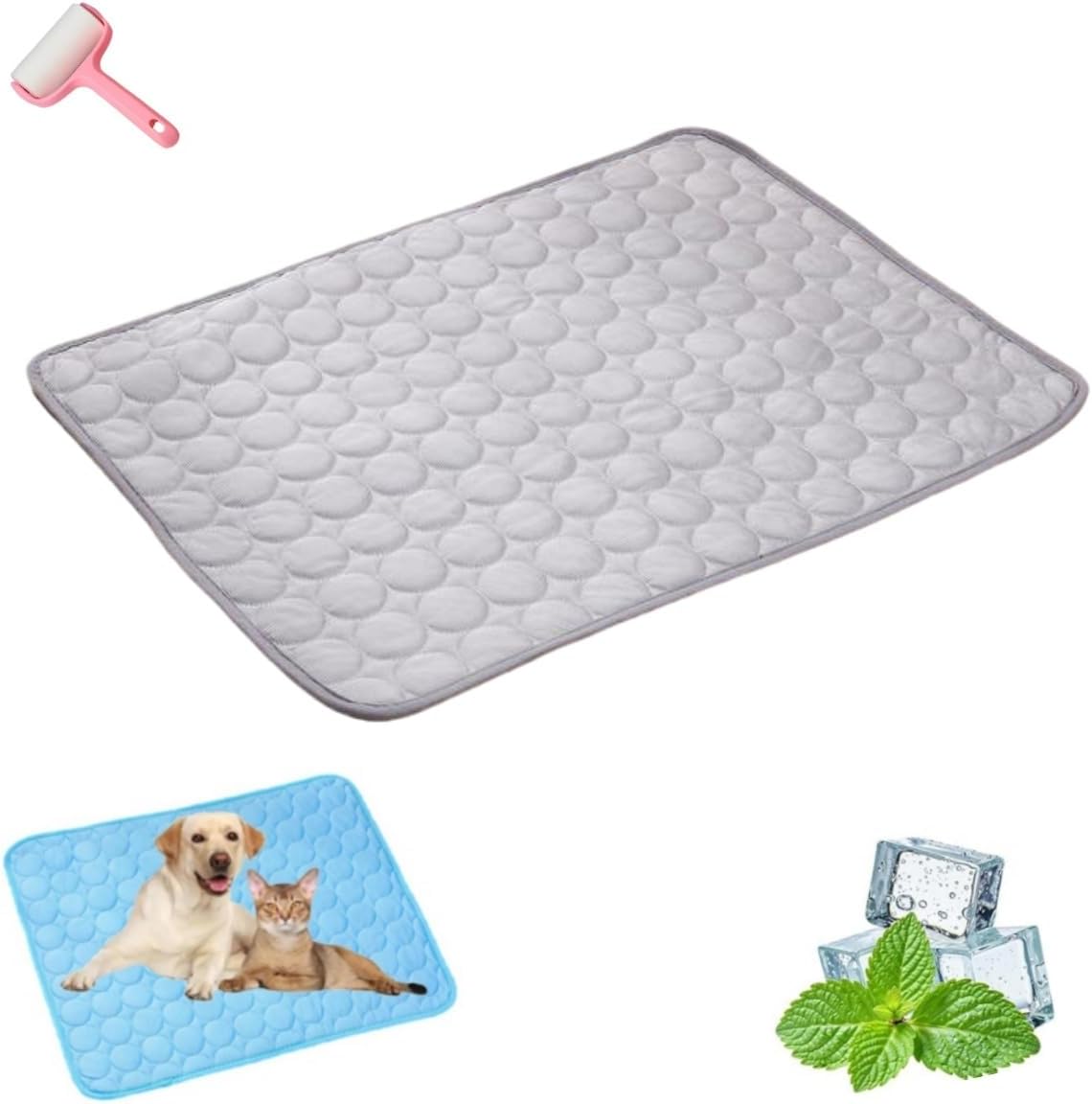Furry Basics Dog Cooling Mat,Summer Indoor Dog Cooling Pad,Thickened Anti Scratch Self Cool Ice Silk Pad for Cats,Washable Non Slip Pet Bed Blanket (Pink, 30 * 40cm/11.8 * 15.7inch)