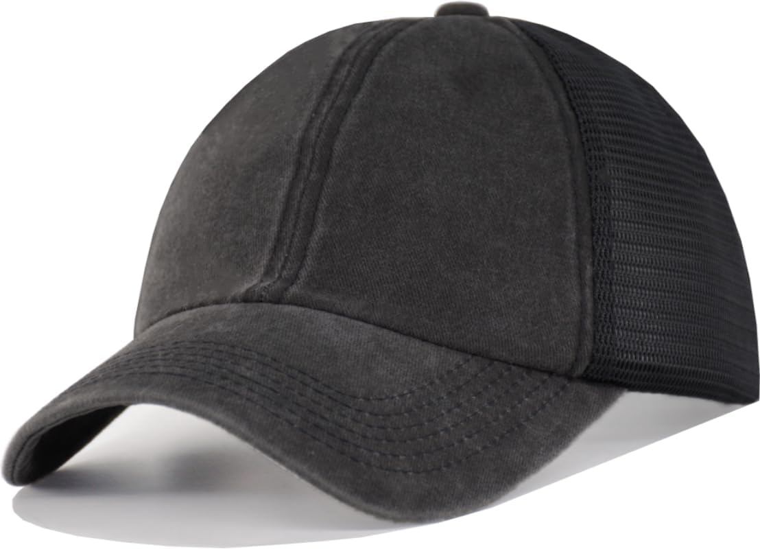 Distressed Soft Trucker Hat - M/L/XL/XXL Unstructured Vinatge Washed Snapback Baseball Cap for Men Women