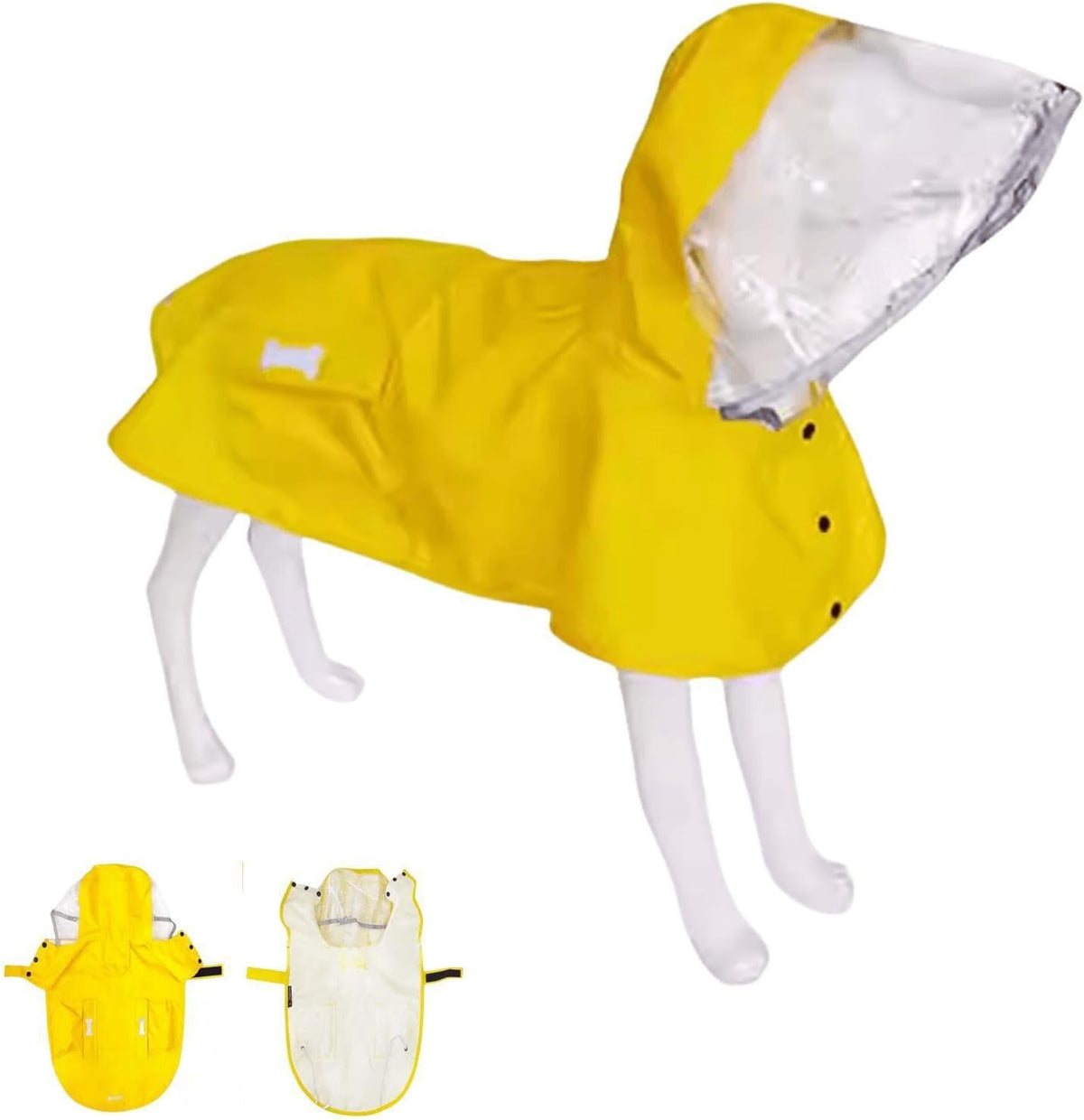 Adjustable Dog Raincoat with Reflective Strip, Waterproof Dog Poncho with Clear Hood, Lightweight Dog Coat (red, Small)