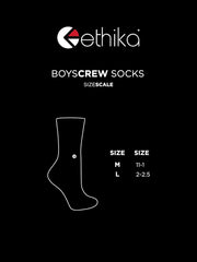 Ethika Boys Crew Socks, Ultra Soft Fabric with Arch Support & Seamless Toe Closure, Everyday Cotton Blend Comfort