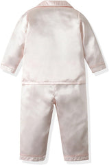 Kids Girls Boys Satin Pa𝐣amas Set Button Down Sleep Shirt Top+Long Pants Bottoms Slee𝐩wear Loun𝐠ewear