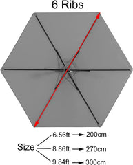 Replacement Umbrella Canopy for 9.8ft 6 Ribs Patio Umbrella 6.6ft Replacement Canopy Cover for Market Umbrella 8.9ft Garden Umbrella Replacement(Canopy Only)