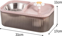 Cat Water Fountain, Cat Water Fountain Automatic Water Bowl Feeding & Watering Pet Water Dispenser Dog Drinking Fountain Waterer for Cat Dog