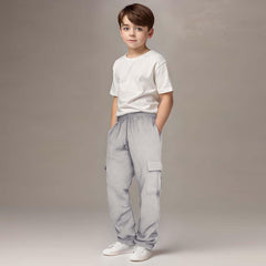 Cargo Sweatpants for Boys Kids Cotton Drawstring Elastic Waist Loose Joggers Running Sweat Pants with Pockets
