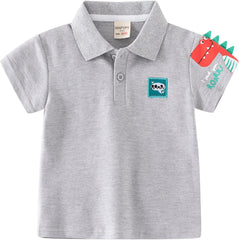 Kids Toddler Shirt Cartoon Prints Short Sleeve Dinosaur Button Shacket Boys Girls Shirt Tops Outwear Youth Tee Shirt