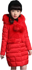 Yiqinyuan Girls Warm Winter Coat Fashion Long Kids Hooded Jacket Coat for Girl Outerwear Girls Clothes