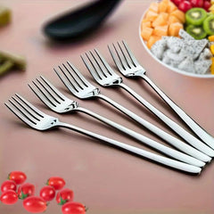 5pcs Premium Food-Grade Stainless Steel Forks, Reusable and Durable Lightweight Dining Cutlery, Flatware, and Tableware for Home, Office, Restaurant, Party and Catering