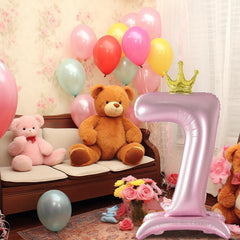 42 Inch Crown Pink Number Balloon, Number 6 Balloon with Base for Girls 6th Birthday Party Decoration, Anniversary Decor Theme Party Supplies (Pink 6)