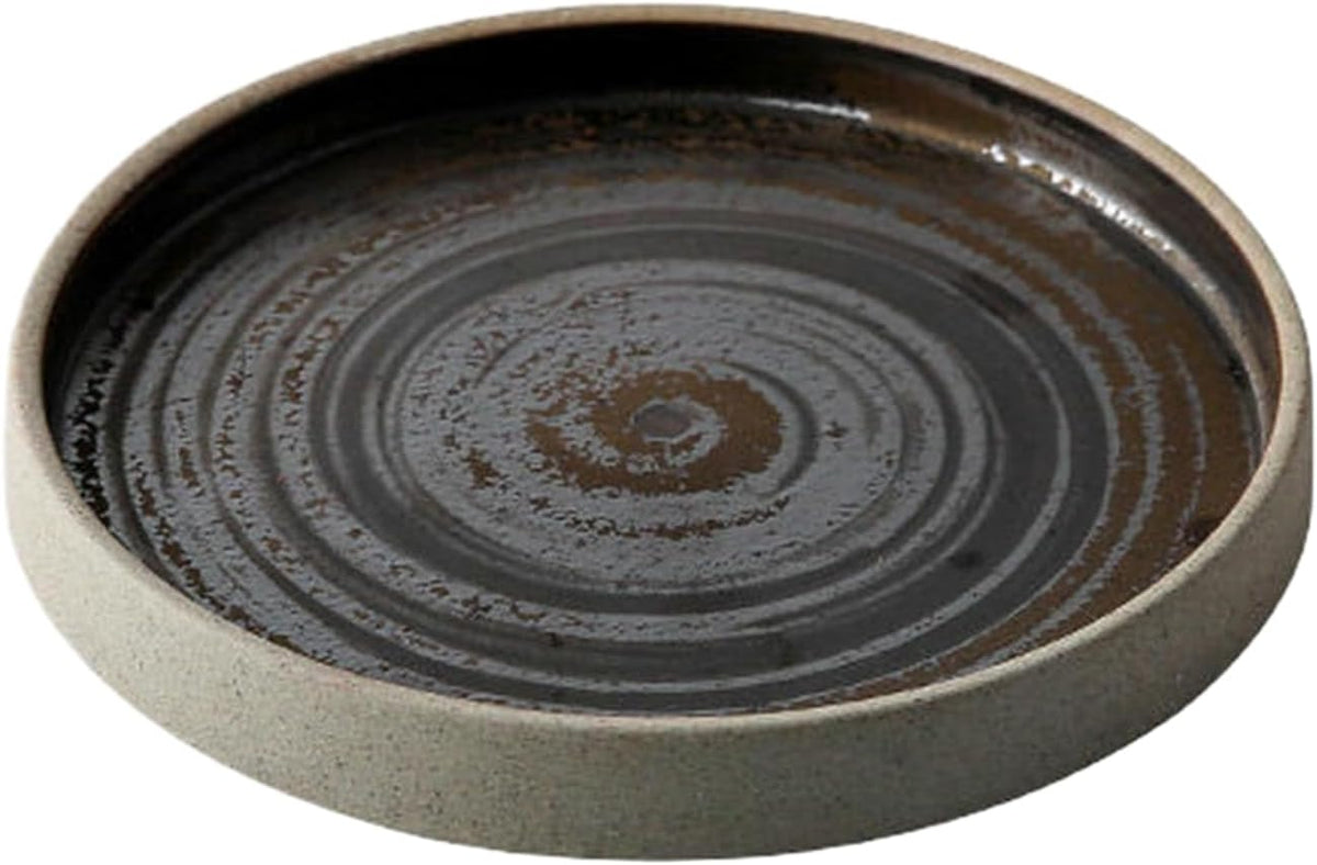 Handmade Retro Japanese Ceramic Coffee Cup And Plate Set, Home Breakfast Milk Mug-Dark brown -250ml/8.5oz