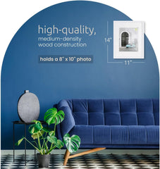 Kiera Grace Contempo Picture Frame, 9" x 11" Large Picture Frame with Easel, Holds an 8" x 10" Photo, Wood Frame for Wall Hanging, Durable Frame for Photo Display, Black