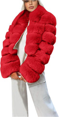 Womens Faux Fur Jacket Winter Coats Fashion Plus Size Open Front Cardigan Fleece Fuzzy Teen Girls Y2K Short Outerwear