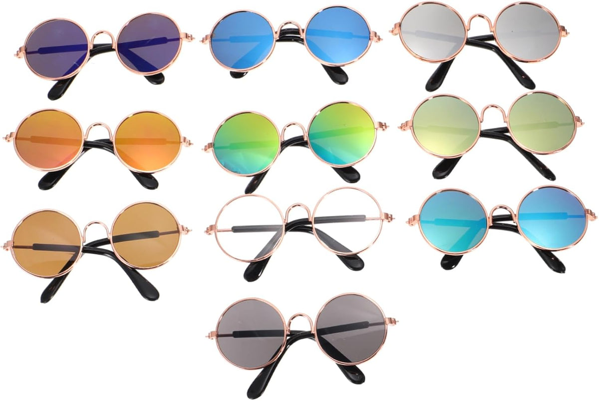 10pcs Funny Pet Dog and Cat Sunglasses Eyewear for Kittens and Puppies Stylish Costume Props for Pets for Outdoor Fun and Photoshoots