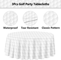 9Pcs Golf Tablecloths - Golf Party Table Covers White Golf Pattern Table Cloth for Kids Sports Golf Birthday Party Supplies,84inch