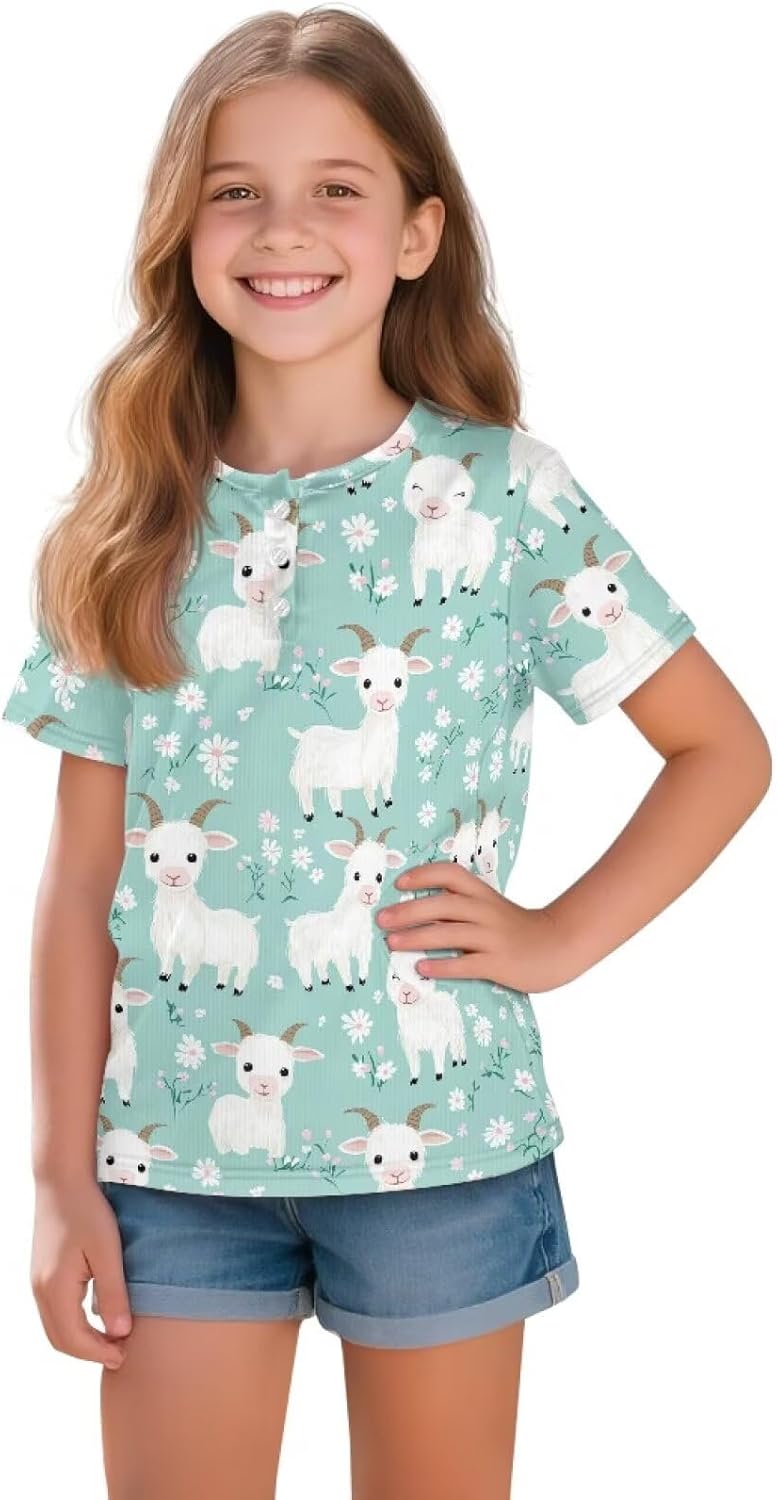 Girls T-Shirt for Kids Summer Short Sleeve Size 2-16