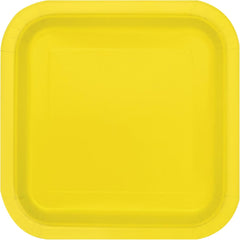 Unique Premier Style Neon Yellow Square Paper Dinner Plates - 9" (Pack of 8) - Vibrant Design, Ideal for Parties and Special Events