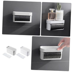 2pcs Wall-Mounted Bag Storage Box No Trace Easy Install Storage Bin for Kitchen Bathroom