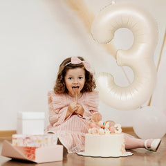 40 inch Cream White Number Balloon Giant Foil Helium Balloons Beige Number 9 Balloon for 9th Birthday Party Anniversary Decorations Supplies