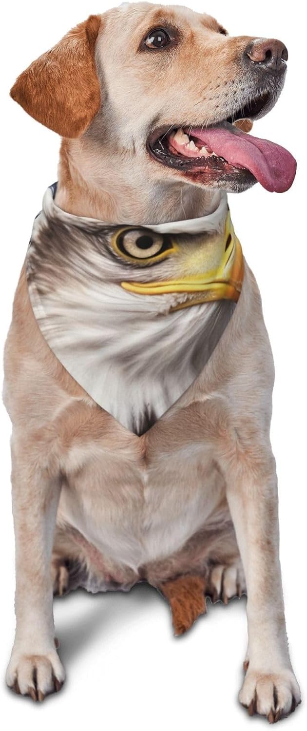 Bald Eagle Dog Bandana Pet Scarf Accessories for Small Medium Dogs Cats Photo Prop, Triangle Pet Bandanas Adjustable Puppy Bib Washable Dog Kerchief Puppy Neckerchief