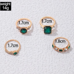 Brass Knuckle Gemstone Ring Set, Women Stackable Geometric Jewelry Accessories