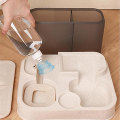 Dual Bowl Cat Feeder, Moderate Capacity, Removable for Easy Cleaning, Elegant Home Decor, Dining Environment, Meets All Day Feeding and Watering Needs (Grey)