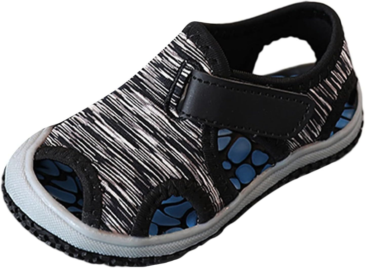 Boys Girls Open Toe Sandals Adjustable Strap Leather Rubber Sole Flat Shoes Lightweight Cool Beach Non-Slip Sandals