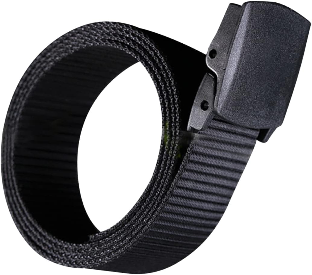 Canvas Web Belt for Men Lightweight Nylon Automatic Buckle Belt Airport-friendly Moisture-wicking for Casual and Outdoor Use Military Pants Jeans and More Black