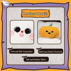 Halloween Pumpkin Ghost Throw Pillows Cute Pumpkin Stuffed Pillow Funny Ghost Fluffy Plush Toy for Couch Sofa Bed Decoration