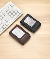 Credit Card Case Compact Wallet with ID Window for Men and Women with 11 Card Slots (Black)