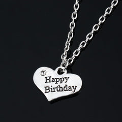 Birthday Necklace Happy Birthday Gifts for Women Men Silver Heart Pendant Necklace Gifts