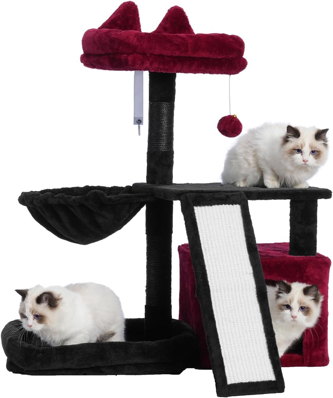 Cat Tree, Cat Tower with condo, Basket, Large Bed, Platform, Scratch Board, Cat Scratching Posts for Indoor Cats, Light Gray GCT002SW