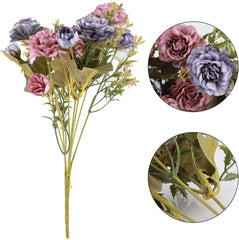 Fake Artificial Flowers Bouquet for Decoration Silk Flower Arrangements Faux Flowers Wedding Bridal Bouquet Simulated Rose Camellia Rhododendron Bouquet for Outdoor Plants Home Garden Wedding Decor