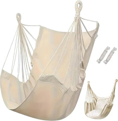 Hammock Chair Swing Comfortable Breathable Cotton Canvas Hammock Swing 400Lbs Portable Hanging Chair for Outdoor, Home, Patio, YardHammock