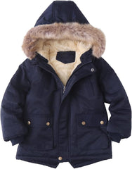 Happy Cherry Kids Winter Coats with Fur Hooded Light Puffer Coat Warm Fleece Jacket for Baby Boys Girls Toddler