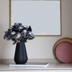 Artificial Black Rose Flower Branch, Simulation Silk Flower Fake Plants for Halloween Wedding Birthday Party Dining Table Centerpiece DIY Flower Arrangement Decoration(1pcs)