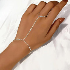 Dainty Hand Chain Bracelet for Women Gold Finger Ring Slave Bracelet Zircon Jewelry Gifts 2025