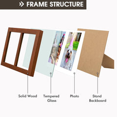 Golden State Art, 4x6 Double Picture Frame, Display Two 4x6 Photos - Solid Wood - Real Glass For Tabletop Or Wall Mounting (Black, 1 Pack)
