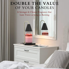 CozyBerry® Candle Warmer Lamp, Compatible with Yankee Candle Large Jar, Candle Lamp, Dimmable & Timer Melter for Scented Candle, Wax Melt, Small & Large Size Jar Candles (Wood Black, Timer)