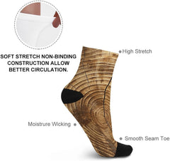 11.8 Inch Ankle Socks Wood Grain Texture Socks for Women Men Low Cut Thin Sock Soft Moisture-Wicking Sock for Running Sports