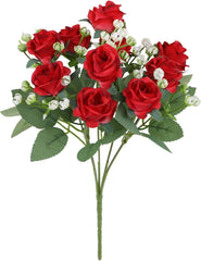 Artificial Flowers Fake Flower,Artificial Plant Fake Flower Artificial Silk Flowers Artificial Rose Flower Bouquet Leaves Faux Floral Plant for Wedding Party Photo Props Pink