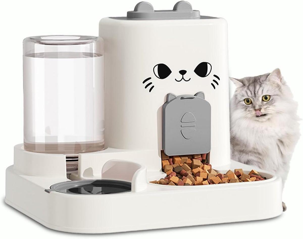 2-in-1 Gravity Pet Feeder and Water Dispenser, Small Dog Cat Food Water Dispenser, Small Pet Food and Water Dispenser, Pet Feeder Water Bowl, Easy to Clean (Pink)