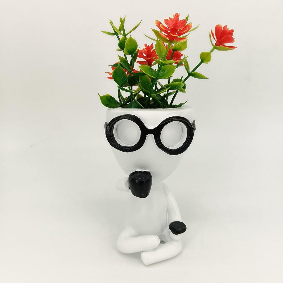 Human Shaped Plant Pots,Resin Head Face Planter Flower Pot Face Planter Flower Pot for Indoor Outdoor Plants Resin Succulent Planter with Drainage Hole Cute Man Plant Pots (D)