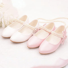Girls Dress Shoes Toddler Flower Girl Dress Shoes Little Girl Ballet Flats Pearl Strap for Wedding Party