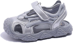 Unisex-Kids Boys Girls Sports Mesh Sandals Closed-Toe Lightweight Outdoor Athletic Hook & Loop Water Shoes