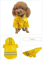 Waterproof Pets Clothes Reflective Hooded Dog Raincoats PU Puppy Pet Rain Coat Jackets Outdoor Cats Clothing Compatible with Chihuahua (Color : Yellow, Size : M)