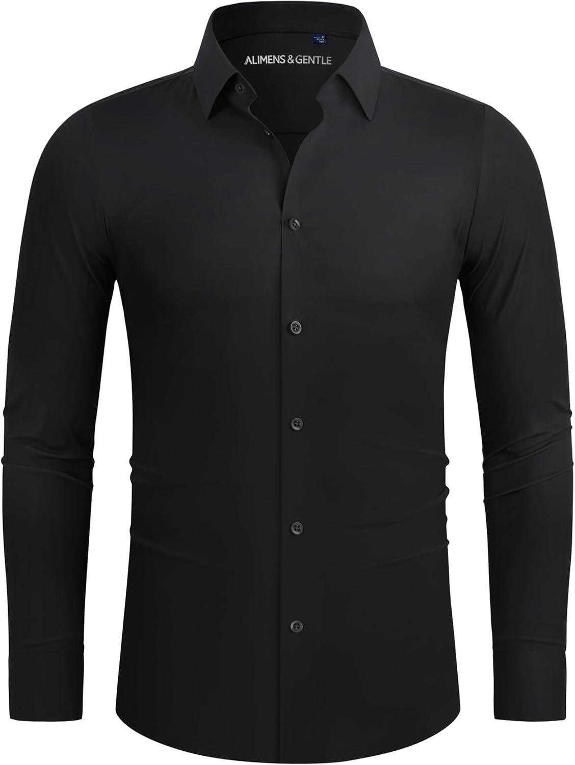 Alimens & Gentle Stretch Mens Dress Shirts Slim Fit Long Sleeve Casual Skinny Muscle Fit Wrinkle Free Button Down Shirt