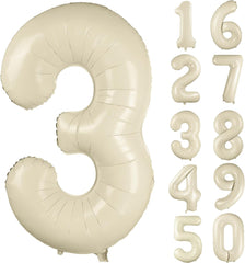 40 inch Cream White Number Balloon Giant Foil Helium Balloons Beige Number 9 Balloon for 9th Birthday Party Anniversary Decorations Supplies