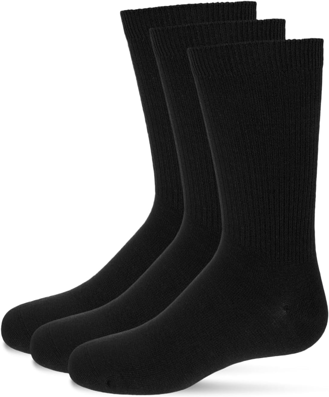 MeMoi Boys' 3 Pair Pack Thin Ribbed Cotton Blend Crew Socks