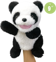 Bunny Hand Puppets Bunny Plush Puppets,9" Realistic Bunny Stuffed Animal Puppets for Kids Bunny Puppet for Adults with Movable Mouth, Bunny Toys Easter Bunny Hand Puppets for Toddlers