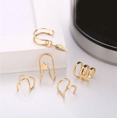 Adjustable Ear Clip Set without Perforation Cartilage Ear Clip Star Moon Chain Earrings Suitable